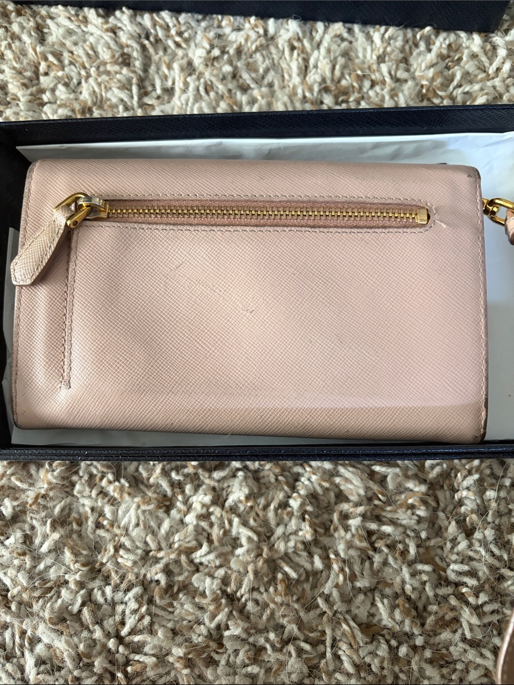 Prada Pink Saffiano Leather Wristlet Clutch with Gold Logo - Picture 4 of 8